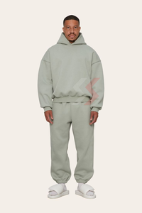 Alta calidad logotipo personalizado etiqueta 500gsm peso pesado pulóver sudaderas 100% algodón hombros caídos de gran tamaño hombres Boxy Hoodie - Product Image 2