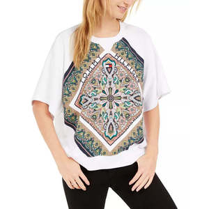 Felpa con cappuccio bianca da donna Tommy Hilfiger, taglia M, con stampa Paisley a rilievo, in maglia leggera, stile streetwear - Product Image 1