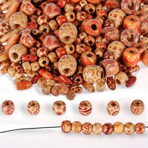 ลูกปัดไม้พิมพ์ลายธรรมชาติลูกปัดไม้สีมีรูปร่างและขนาดทำด้วยมือสินค้าอินเดีย - Product Image 1