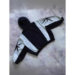 customized y2k hiphop contrast patch <b>work</b> applique embroidery zipper up stylish <b>men</b> <b>hoodie</b> knitted top zip <b>men</b> <b>hoodie</b> 2025 - Product Image 5