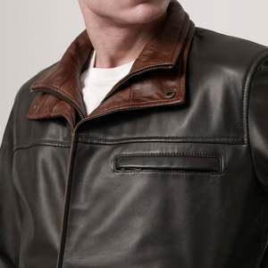 Sean Brown Genuine Leather Classic <b>Jacket</b> <b>Sheepskin</b> Lambskin Casual Street Style Zippered Closure Vintage Size XS Water Proof - Product Image 6