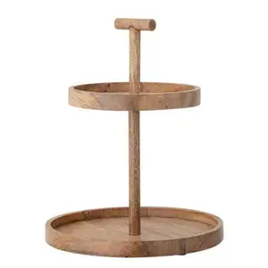 Hot Selling Houten Display Cakeplateau Cake Board Houten Ronde Caketribune Twee Tier 2 Lagen Dessertkraam Te Koop