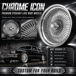 Rines de alambre cromados personalizados de 16x7 con 100 radios rectos, tipo Knock Off, para autos Lowrider, rines forjados premium. - Product Image 3