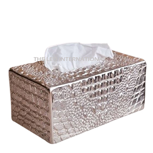 Silver Plated Rectangular Shape Design Tissue <b>Box</b> Aluminum Metal High Quality Bathroom <b>Vanity</b> Tissue <b>Box</b> - Product Image 1