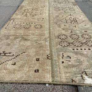 1.4x3 ft Rug, Vintage Turkish Rug, <b>Brown</b> Gray Patchwork Rug - Product Image 5