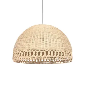 Elegant contemporary beige indoor basic rattan lamp shade Vietnam small rattan pendant for cozy bedroom