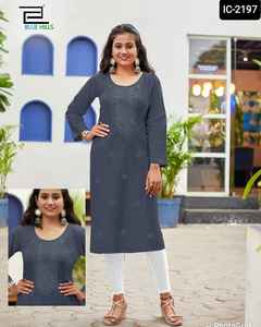 Ropa de estilo indio para mujeres, falda de trabajo con bordado pesado, hendidura lateral lista para Kurti, talla grande disponible, diferentes colores - Product Image 2