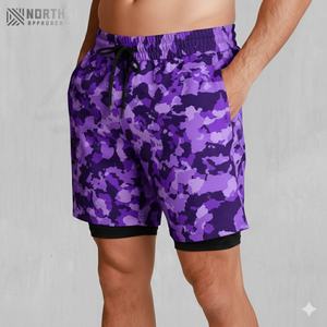 Pantalones Cortos Deportivos de Diseño para Hombre, Casuales, para Gimnasio, Fitness, Correr, Entrenamiento, de Poliéster y Algodón, con Patrón Liso - Product Image 5