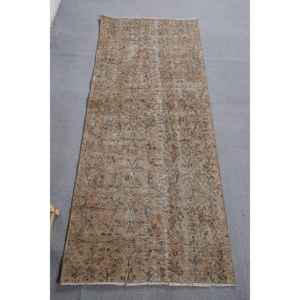 Alfombra de lana de retazos marrón y beige Vintage de área grande, patrón de pasillo rectangular para sala de estar, con respaldo de látex, en la parte de arriba de la cara, para el hogar, para el hogar - Product Image 1