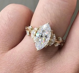 Anillo de compromiso de moissanita con corte Marquesa de 3 CT Vintage, regalo para ella, anillo de promesa, anillo único de boda, joyería personalizada - Product Image 5