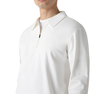 Wholesale Premium Heavyweight Half-Zip Men's Long-Sleeve <b>for</b> Shirt Self Collar Soft Durable Brushed Cotton Knit Customizable - Product Image 4