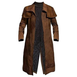 Leather Trench Coat 2023 New Real Sheepskin Knee Length Coat Style Black <b>Long</b> Leather Coat for <b>Men</b> - Product Image 5