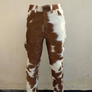 Pantalon en cuir véritable avec poils de vache, style western authentique, pantalon en fourrure de vache, imprimé cuir véritable pour hommes, pantalon en cuir avec poils de vache - Product Image 1