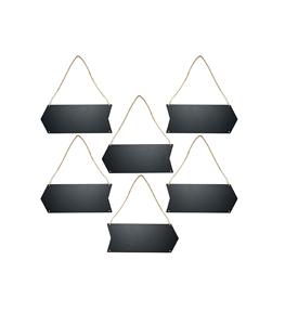 Paquete de 6 letreros de flecha de doble cara para pizarra de madera colgante, tablero negro borrable para decoración de pared de 12x4 pulgadas - Product Image 1