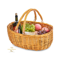 Groothandel Eco-vriendelijke Moderne Multifunctionele Picknickmand Decoratieve Opbergmand Geweven Bloempot Rieten Op Maat Ovaal Hoog