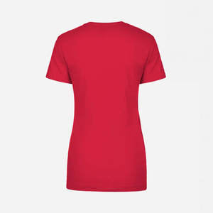 1510 T-shirt idéal rouge polyvalent femmes gros Logo personnalisé coton col rond T-Shirt respirant - Product Image 4