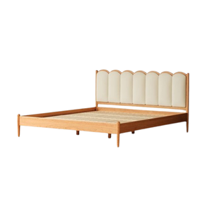 Prix de gros Lit de luxe en bois avec tête de lit en tissu rembourrée Lit King et Queen Size Cadre nordique - Product Image 1
