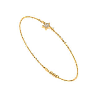 Certified 14Kt Yellow <b>Gold</b> Diamond Star <b>Bracelet</b> with 0.05ct Real Diamonds Adjustable 7.0inch <b>Bangle</b> - Product Image 3