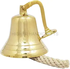 Campana grande de latón antiguo macizo, campana de latón colgante montada en la pared, campana de barcos náuticos para cena, Navidad y decoraciones