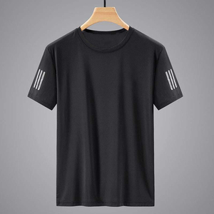 China Bangladesh Factory Price OEM Customize Logo Embroidery Men Ice Silk Mesh Short Sleeve Quick Dry Solid Color O Neck T Shirt - Product Image 3