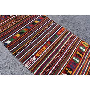 Alfombra turca Vintage étnica roja de 4,2X12,5 pies de área grande de lana de látex Rectangular abstracto Patchwork diseño de pasillo alfombra de habitación de 10mm - Product Image 5