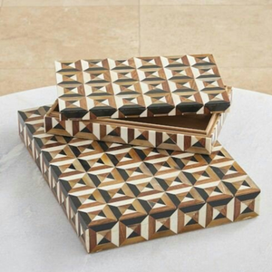 Boîte en bois avec incrustation d'os pour le stockage de bijoux au meilleur prix du vendeur indien boîte à bijoux en corne d'incrustation d'os prix de gros - Product Image 1