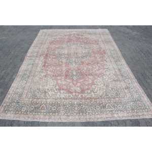 Tapis turc surdimensionné, 8,8x12,6 pieds, tapis vintage, tapis en laine à bordures rouges - Product Image 1