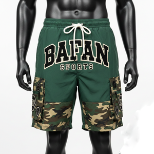 Shorts de Baño para Hombre de Poliéster Verde Oscuro de Alta Calidad, Ligeros, de Secado Rápido, Transpirables, con Cintura Elástica, Bolsillo con Camuflaje y Bordado - Product Image 2