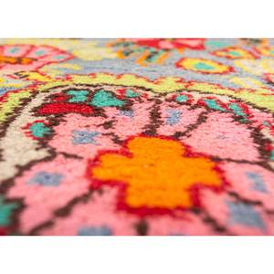 Tapis en laine noués à la main Aalam, motif médaillon rose et violet, forme puzzle rectangulaire pour la maison, le salon, le couloir, l'entrée, les chambres d'adolescents - Product Image 3