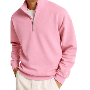 Sweat-shirt en molleton à fermeture éclair sur le devant pour homme, vert vintage, avec poches sur le devant, logo personnalisé en gros, streetwear - Product Image 3