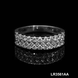 แหวนเพชรหลายแถวสีทอง14K สุดหรูพร้อมดีไซน์กว้าง - Product Image 3