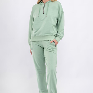 2025 personnalisé femmes confortable coton Tech polaire imprimé surdimensionné fermeture éclair survêtement femmes vêtements deux pièces ensemble - Product Image 1