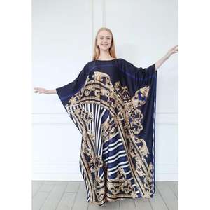 Women Luxury Printed Kaftan Maxi Floor-Length Dress Regular Flare Sleeve Natural Elegant Resort Wear Caftan - Product Image 1