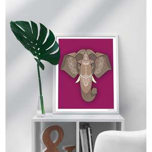 Papel con estampado artístico de elefante asiático de Madeleine, diseño de naturaleza muerta - Product Image 4