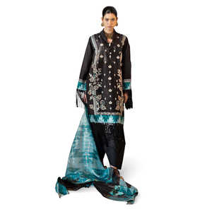 Ensemble 3 pièces en soie Dobby brodée avec bordures et dupatta Zari, tenue indienne douce pour les festivals FE-52064 - Product Image 1