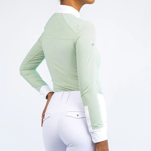 Camisa ecuestre ventilada para mujer Ropa personalizada elástica ligera de 4 vías Venta al por mayor Baselayer Top Camisas de equitación - Product Image 5