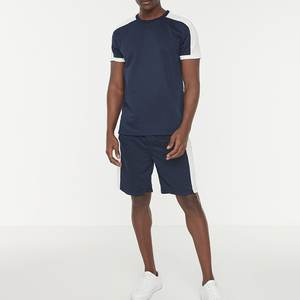 Mode été hommes décontracté à manches courtes T-shirt Shorts chapeaux ensembles avec rouge blanc couleur tricoté sport T-shirts Shorts ensembles
 - Product Image 5