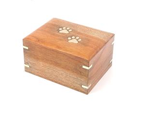 Wooden Large Cremation <b>Pet</b> Urn for Dog and Cat Ashes <b>Box</b> Handmade Wood <b>Pet</b> Urn Brass Paws Inlaid <b>Memorial</b> - Product Image 1