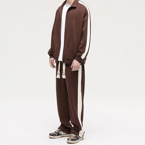 Mode hommes hiver décontracté à capuche épais polaire sweats 100% coton 2PC veste + pantalon hiver survêtement numérique chaud costume - Product Image 1