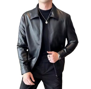 Nouvelle veste en cuir pour homme 2026, vente en gros, doublure en laine, imitation cuir PU - Product Image 2