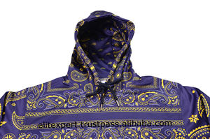 Custom Streetwear Hip Hop Style All Over <b>Bandana</b> Print Breathable Pullover Sublimation Navy Color <b>Men</b> Hoodies and Sweatshirt - Product Image 3