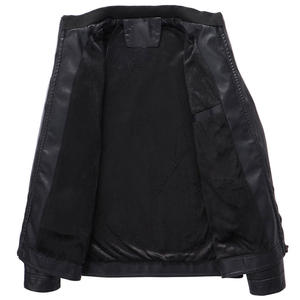 Veste en cuir d'hiver pour hommes, veste à manches longues décontractée avec fermeture éclair pour hommes, nouveauté - Product Image 3