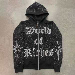 เสื้อฮู้ดดี้ฤดูหนาวแบบมีซิป ปักลายคริสตัลเต็มตัว ผลิตจากผ้าฝรั่งเศสเทอร์รี่เนื้อหนา พิมพ์โลโก้ด้วยเทคนิคซิลค์สกรีน เป็นมิตรต่อสิ่งแวดล้อม สีเอซิด - Product Image 2