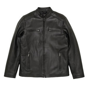 Vêtement de moto, veste en cuir vintage marron, col montant, tendance automne, cuir de vache, grande taille pour hommes - Product Image 6