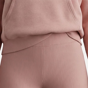 Ensemble deux pièces décontracté pour femme, hiver, avec logo personnalisé, comprenant une veste et un pantalon évasé, idéal pour le sport et le fitness, 100% coton. - Product Image 5