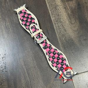 Nueva Correa de Reloj de Cuero Genuino de Lujo al por Mayor, Correa de Reloj Unisex de Cuero Hecha a Mano con Diseño a Cuadros - Product Image 1