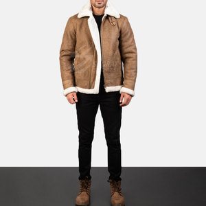 Breathable Lightweight <b>Men</b> Winter <b>Jacket</b> Casual <b>Shearling</b> Cow Skin Leather Front Logo High Quality - Product Image 4