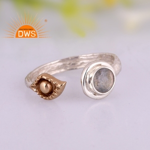 Best Customisez Sterling Silver Natural Labradorite Gemstone <b>Adjustable</b> <b>Ring</b> Custom Jewelry Manufacturer - Product Image 2