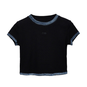 เสื้อยืดครอปผู้หญิงสั่งทำพิเศษ ผ้าฝ้าย แขนสั้น ล้างสีแบบแอซิดวอช เสื้อครอปท็อปผู้หญิง เสื้อยืดครอปสั่งทำพิเศษ - Product Image 6