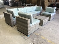 Ensemble de canapés de jardin contemporains en polyrotin de qualité supérieure avec table basse pour cour - Résistant aux intempéries et écologique